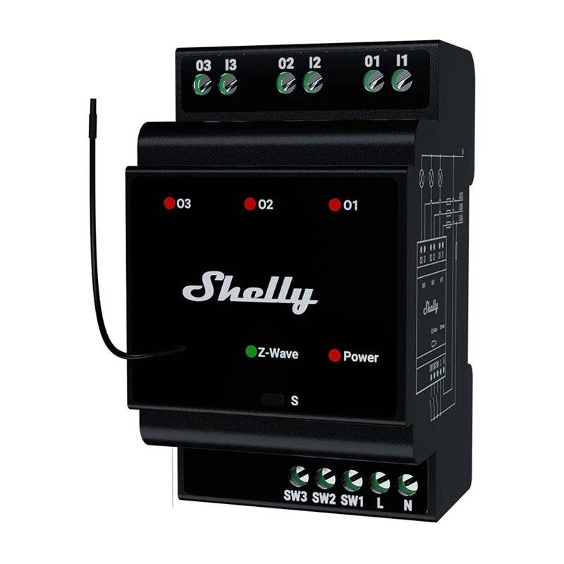 Shelly Qubino Wave Pro 3 Z-Wave 3-Kanal-DIN-Schienenrelais