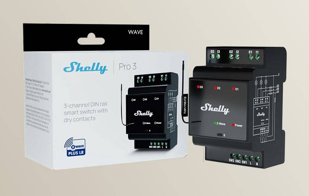Shelly Qubino Wave Pro 3 Z-Wave 3-Kanal-DIN-Schienenrelais