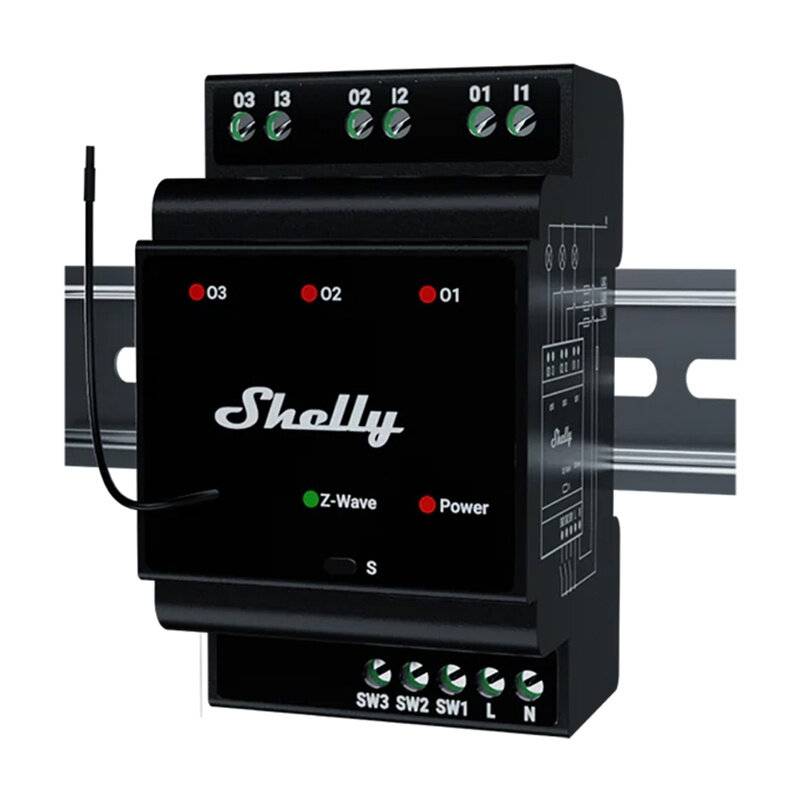 Shelly Qubino Wave Pro 3 Z-Wave 3-Kanal-DIN-Schienenrelais