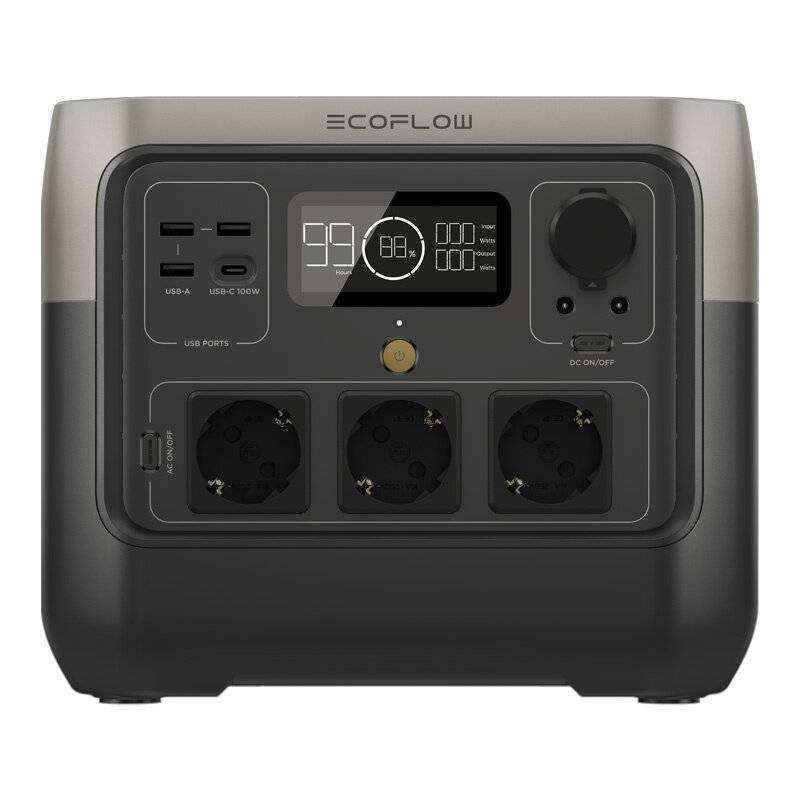 Satz: EcoFlow River 2 Pro Kraftwerk + 160W Photovoltaik-Panel.