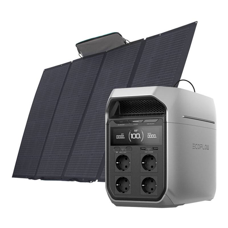 Satz: EcoFlow Delta 3 Plus Kraftwerk + 400W Photovoltaik-Panel.