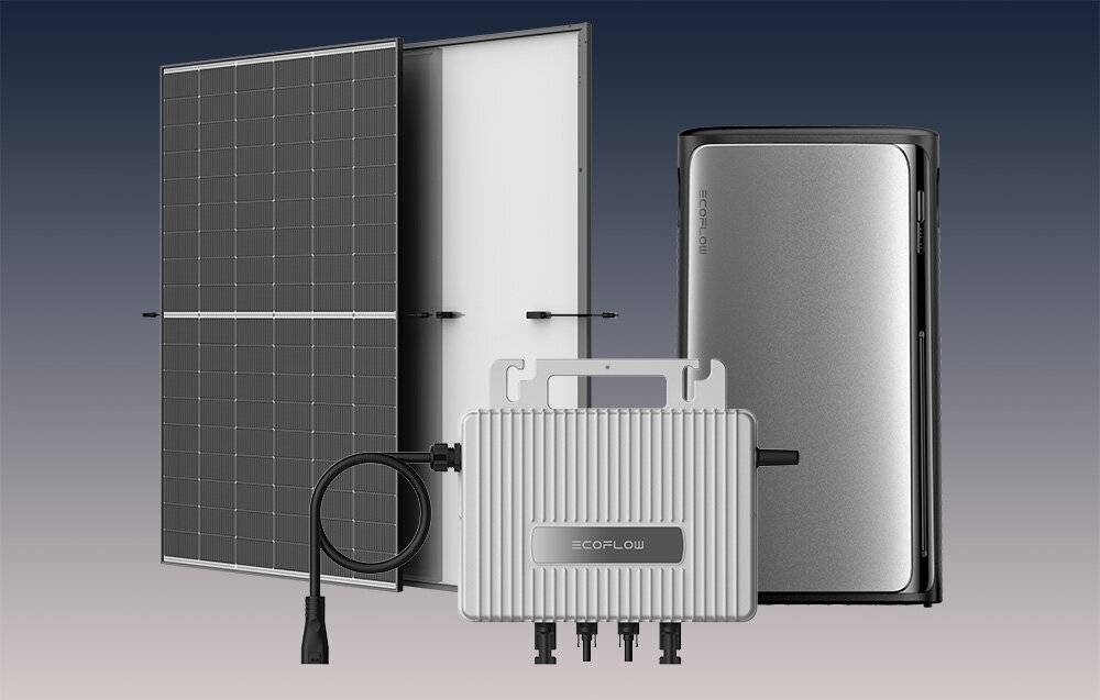 Balkon-Photovoltaikanlage mit Energiespeicher 1,92kWh EcoFlow STREAM AC Pro 1020W.