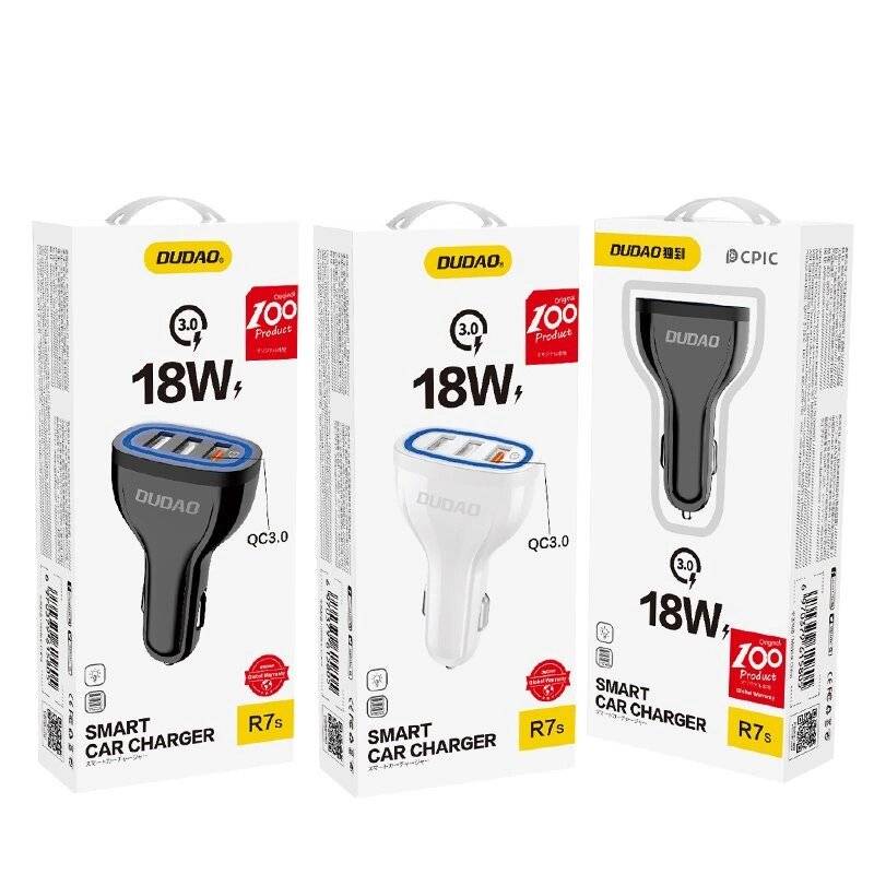 Dudao Autoladegerät Quick Charge 3.0 QC3.0 2.4A 18W 3x USB Schwarz R7S