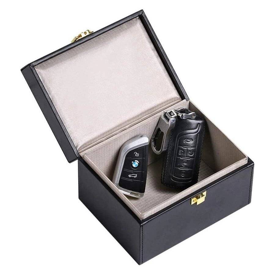 Signal blocking chest Funkblockierbox Faraday Box Autoschlüssel Telefon schwarz