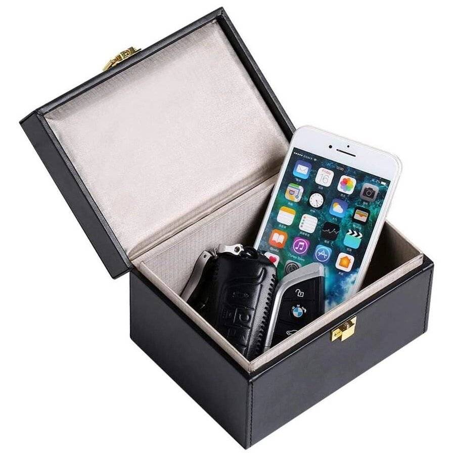 Signal blocking chest Funkblockierbox Faraday Box Autoschlüssel Telefon schwarz