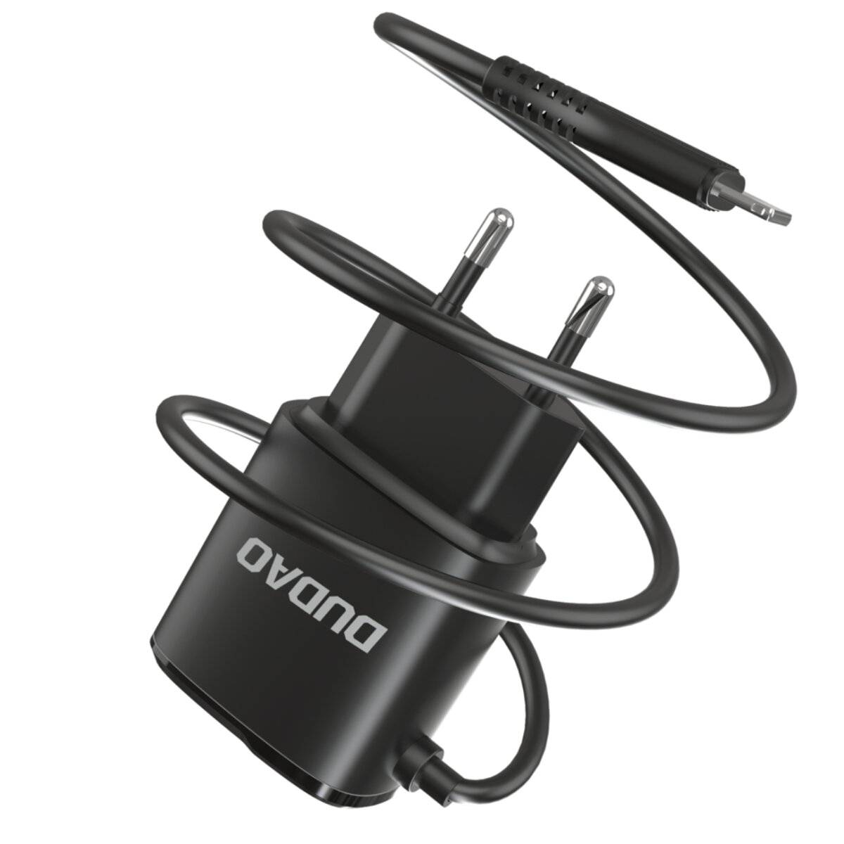 Dudao 2x USB Wandladegerät eingebautem 12 W Lightning Kabel schwarz A2ProL