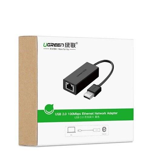 Ugreen externe Netzwerkkarte RJ45 - USB 2.0 100 Mbit/s Ethernet schwarz CR110 20254