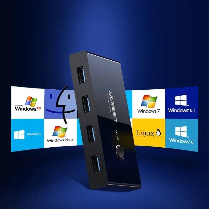 Ugreen Switchbox HUB Switch 4x USB 3.2 Gen 1 USB-Splitter zwei Computer schwarz US216 30768