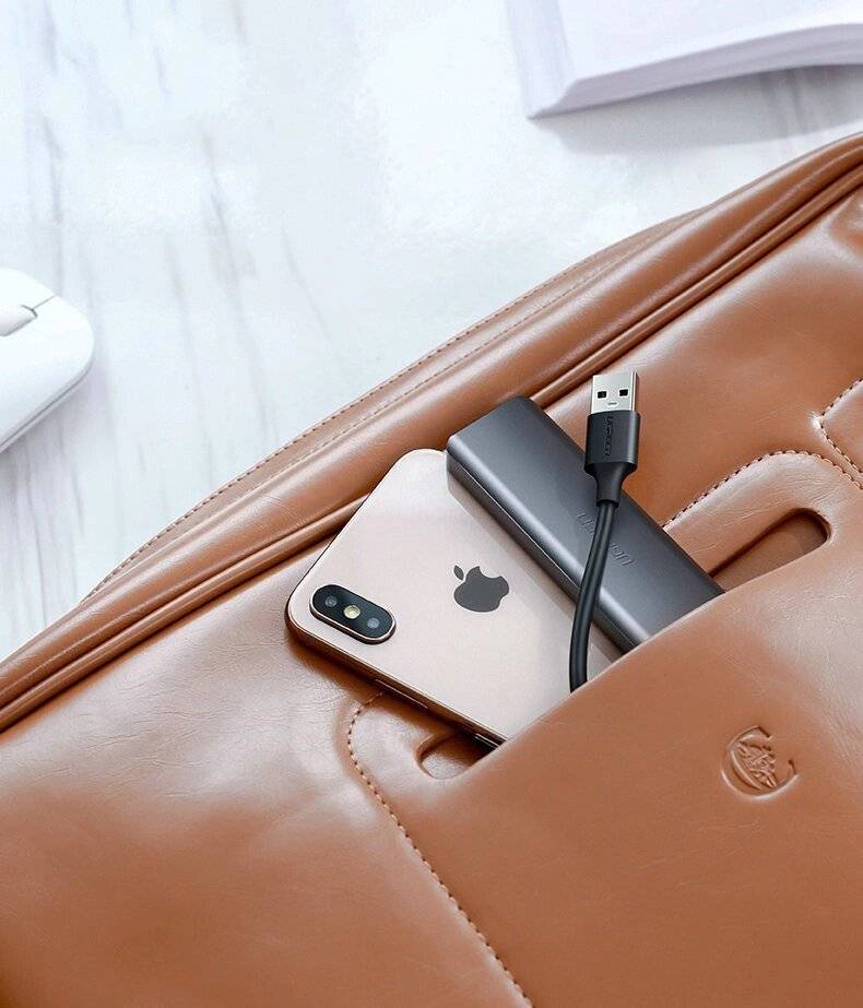 Ugreen USB HUB - 4x 3.2 Gen 1 Micro Stromanschluss grau CM219 50985