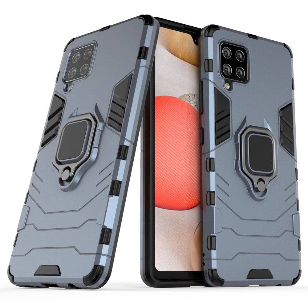 Ring Armor robuste Kickstand TPU/PC Panzer Handyhülle Hard Case Samsung Galaxy A42 5G blau