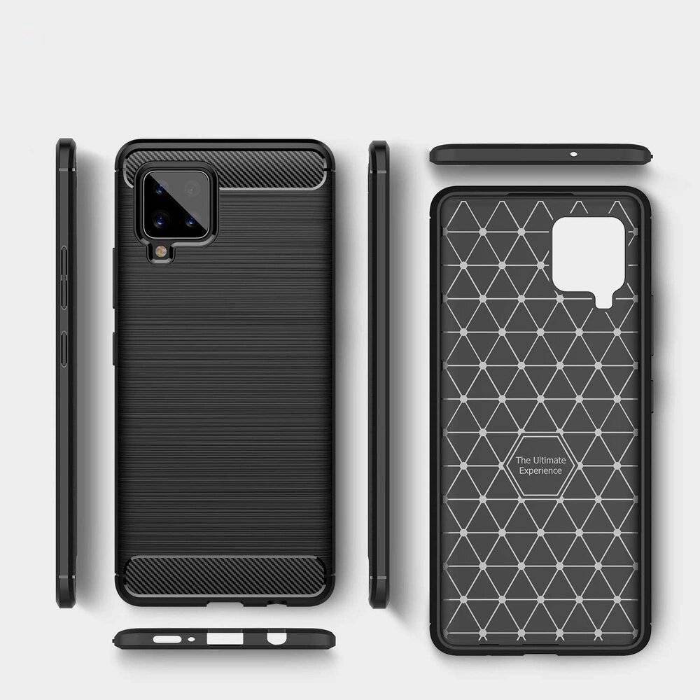 Carbon Case Flexibel Handyhülle TPU Schutzhülle Samsung Galaxy A42 5G schwarz