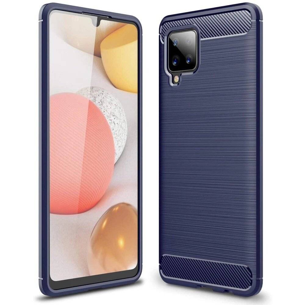 Carbon Case Flexibel Handyhülle TPU Schutzhülle Samsung Galaxy A42 5G blau