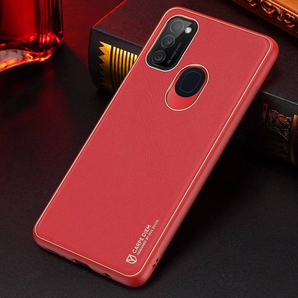 Dux Ducis Yolo elegantes Cover ökologischem Leder Samsung Galaxy M30s rot