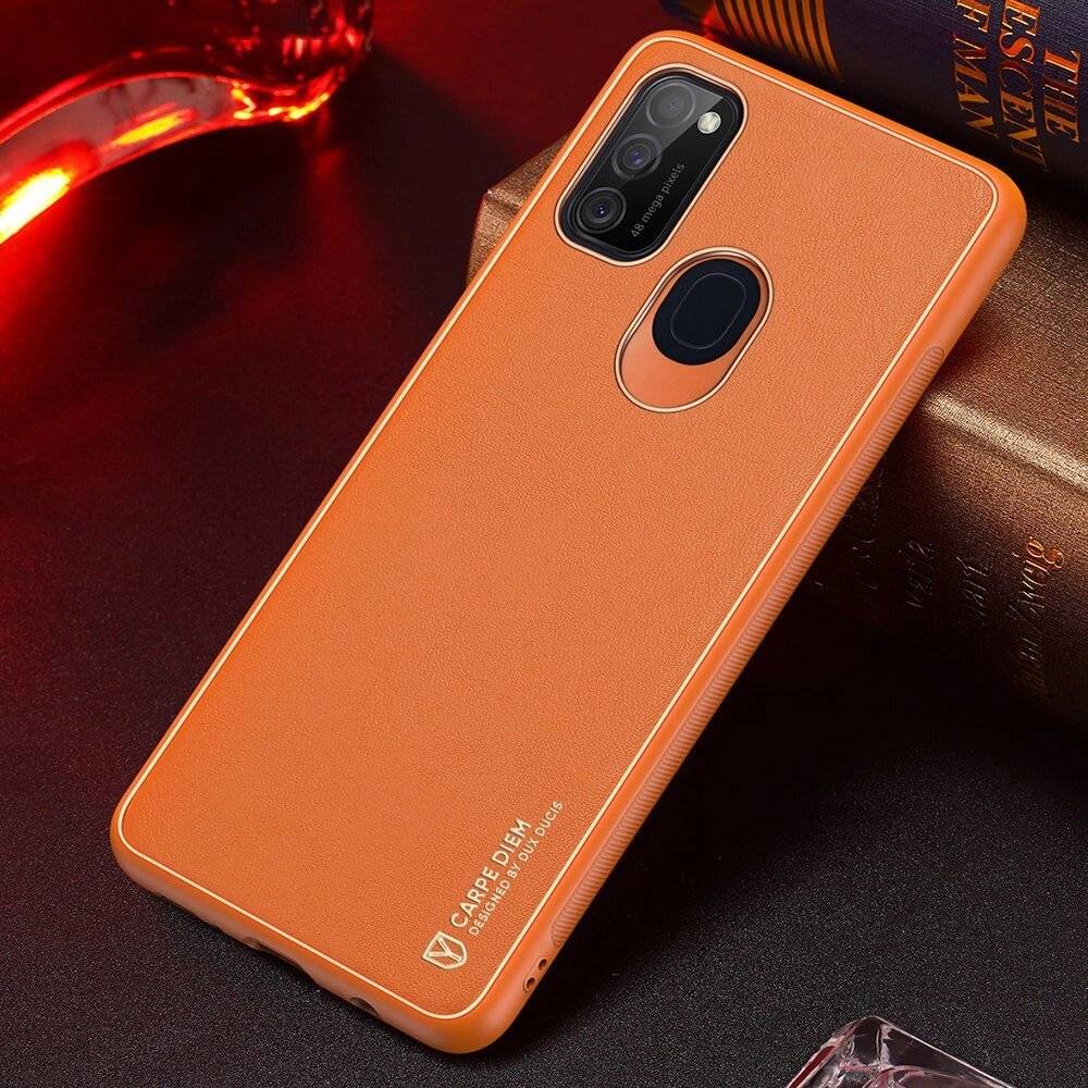 Dux Ducis Yolo elegantes Cover ökologischem Leder Samsung Galaxy M30s orange