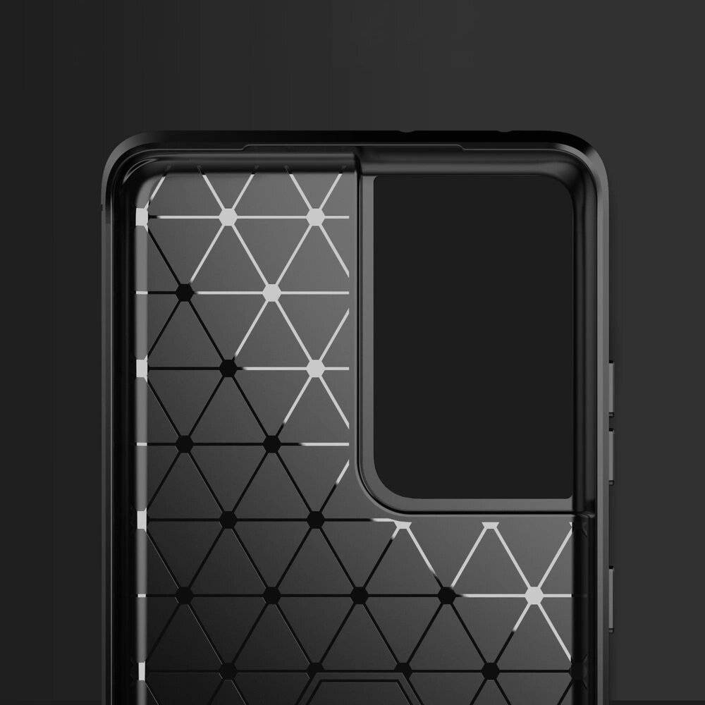 Carbon Case Flexibel Handyhülle TPU Schutzhülle Samsung Galaxy S21 Ultra 5G schwarz