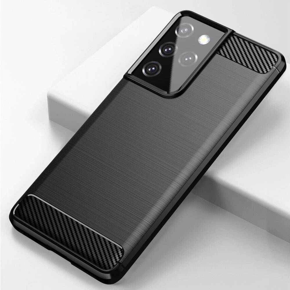 Carbon Case Flexibel Handyhülle TPU Schutzhülle Samsung Galaxy S21 Ultra 5G schwarz