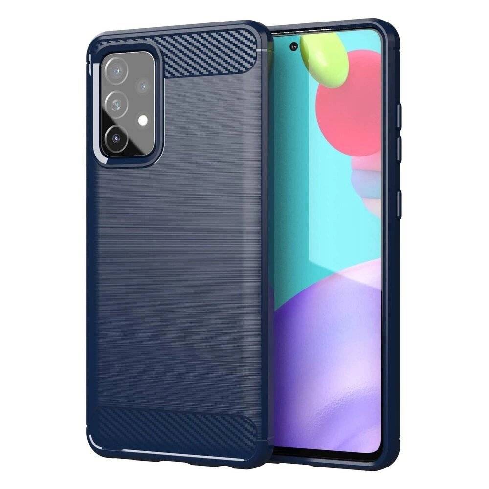 Carbon Case Flexibel Handyhülle TPU Schutzhülle Samsung Galaxy A72 4G blau