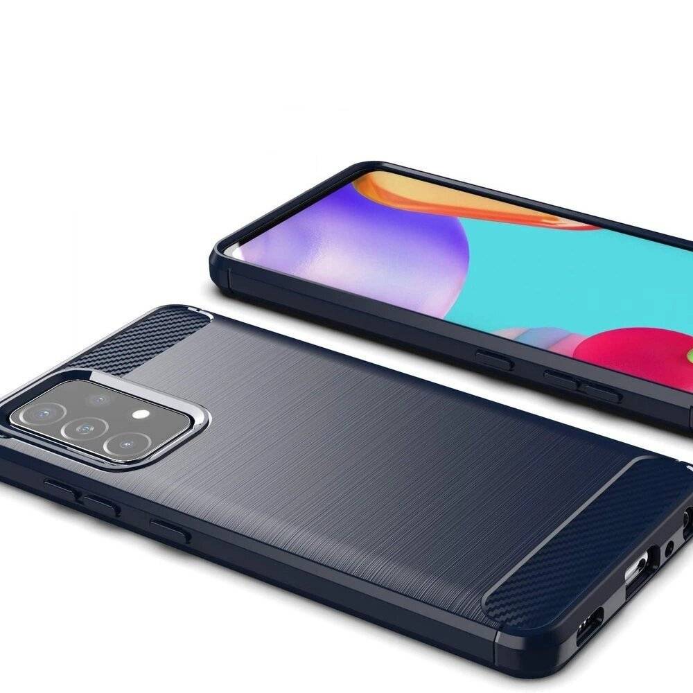 Carbon Case Flexibel Handyhülle TPU Schutzhülle Samsung Galaxy A72 4G blau