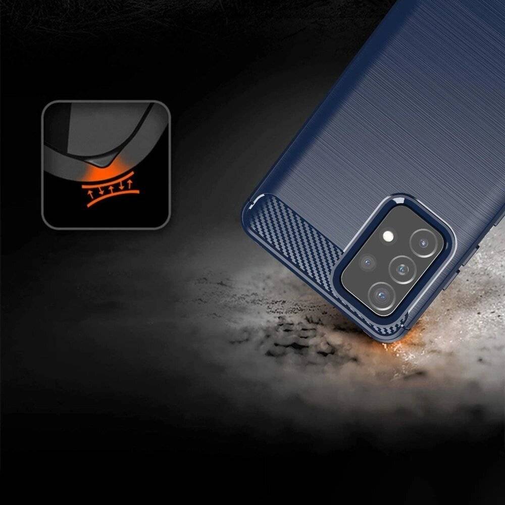 Carbon Case Flexibel Handyhülle TPU Schutzhülle Samsung Galaxy A72 4G blau