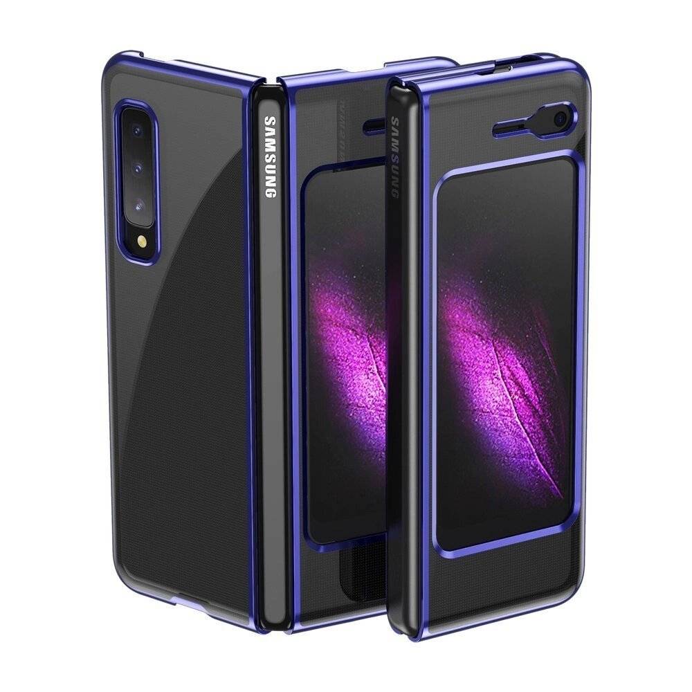 Plating Case hard Electroplating frame Handyhülle Schutzhülle Samsung Galaxy Fold blau