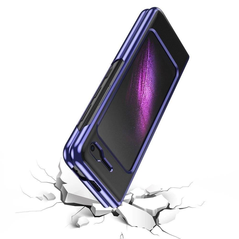 Plating Case hard Electroplating frame Handyhülle Schutzhülle Samsung Galaxy Fold blau