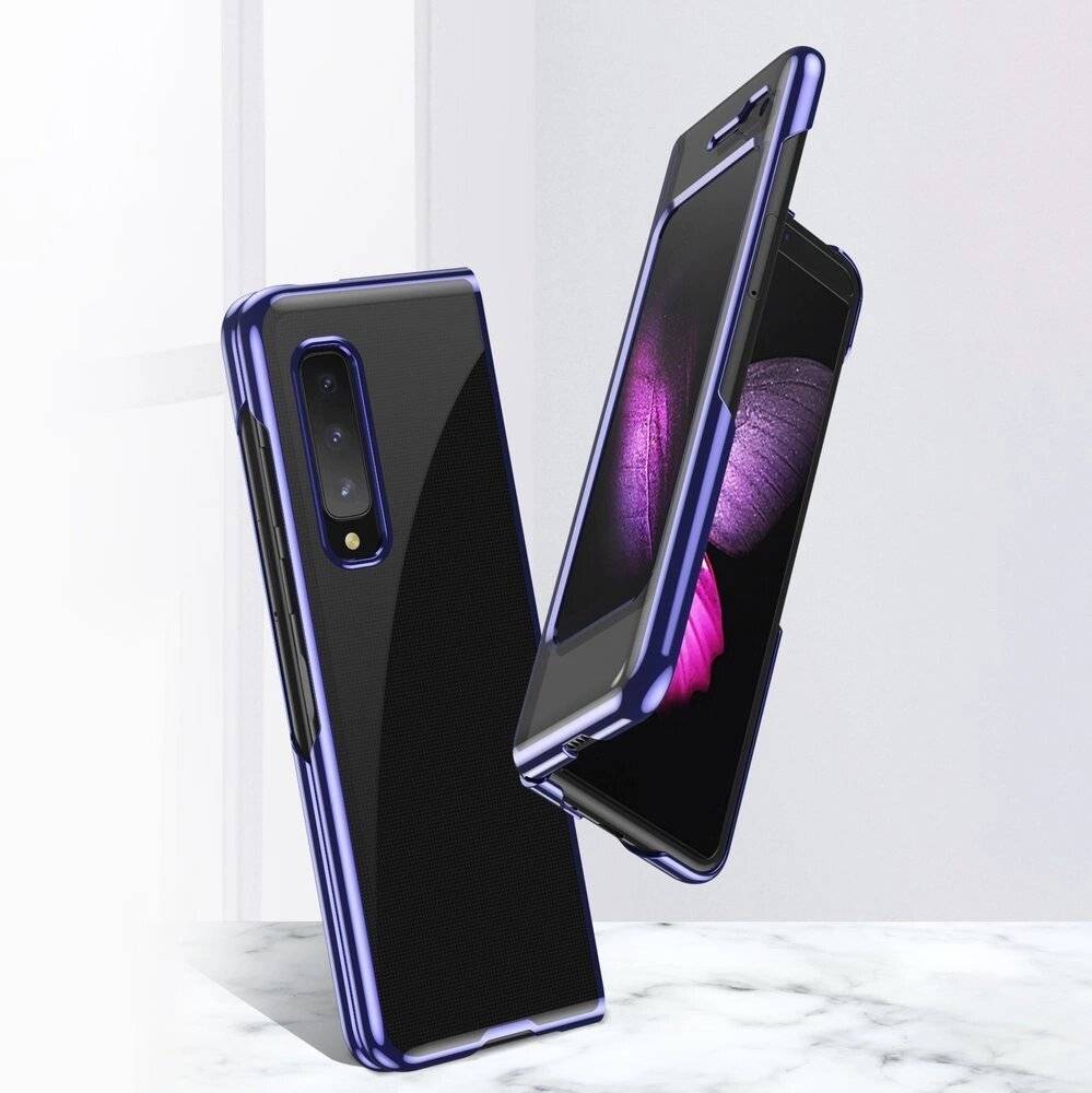 Plating Case hard Electroplating frame Handyhülle Schutzhülle Samsung Galaxy Fold blau