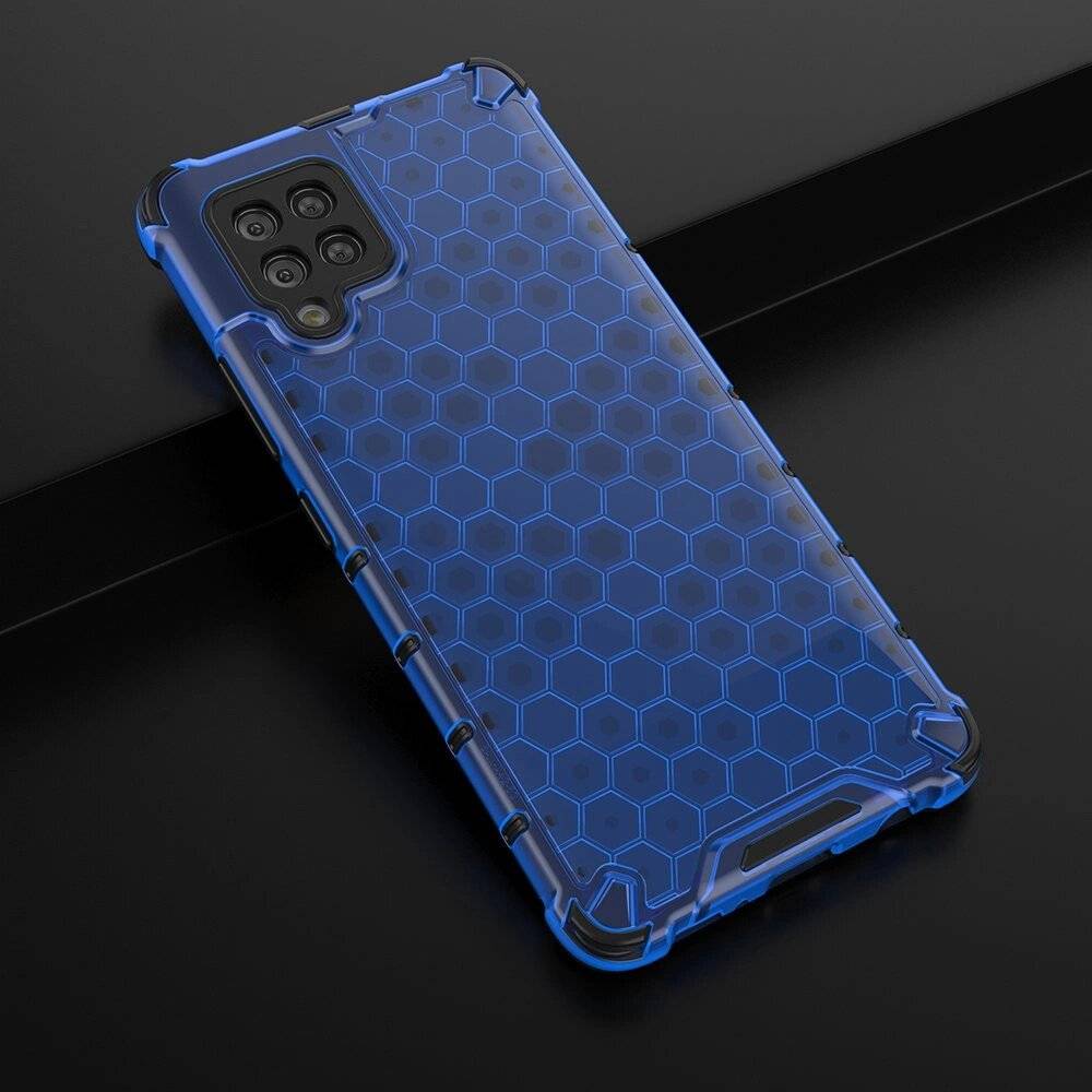 Honeycomb Handyhülle Schutzhülle TPU Rahmen Samsung Galaxy A42 5G blau