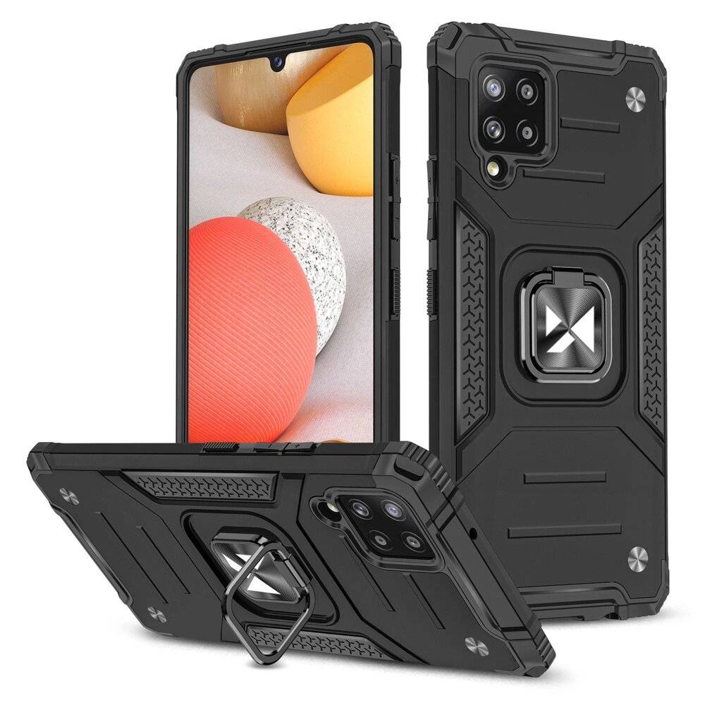 Wozinsky Ring Armor Tough Hybrid Case Cover + Magnethalterung Samsung Galaxy A42 5G schwarz