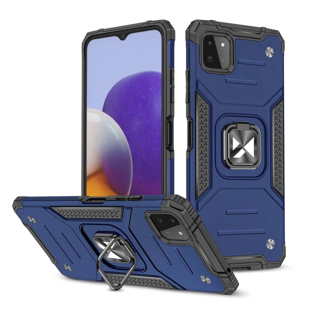 Wozinsky Ring Armor robuste Hybrid-Hülle + Magnethalterung Samsung Galaxy A22 4G blau