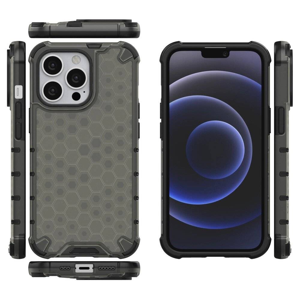 Honeycomb Handyhülle Schutzhülle TPU Rahmen iPhone 13 Pro schwarz