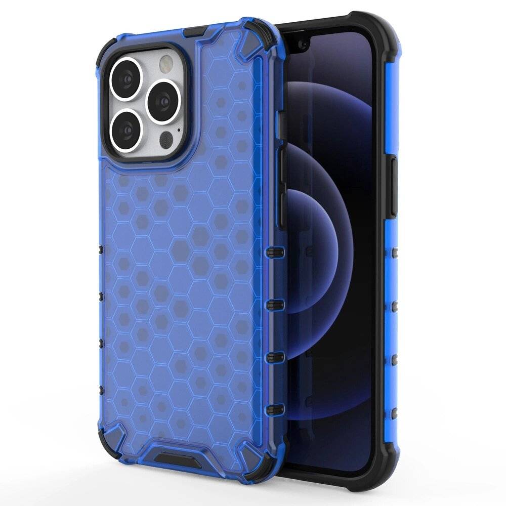 Honeycomb Handyhülle Schutzhülle TPU Rahmen iPhone 13 Pro blau