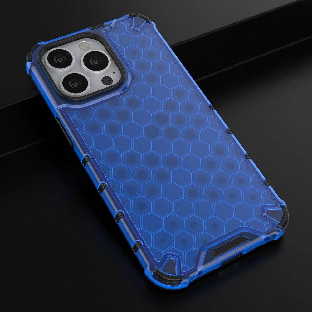 Honeycomb Handyhülle Schutzhülle TPU Rahmen iPhone 13 Pro blau
