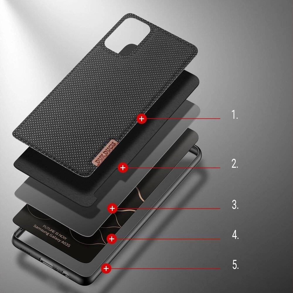 Dux Ducis Fino schutzhülle hülle Nylonmaterial überzogen Samsung Galaxy A03s schwarz