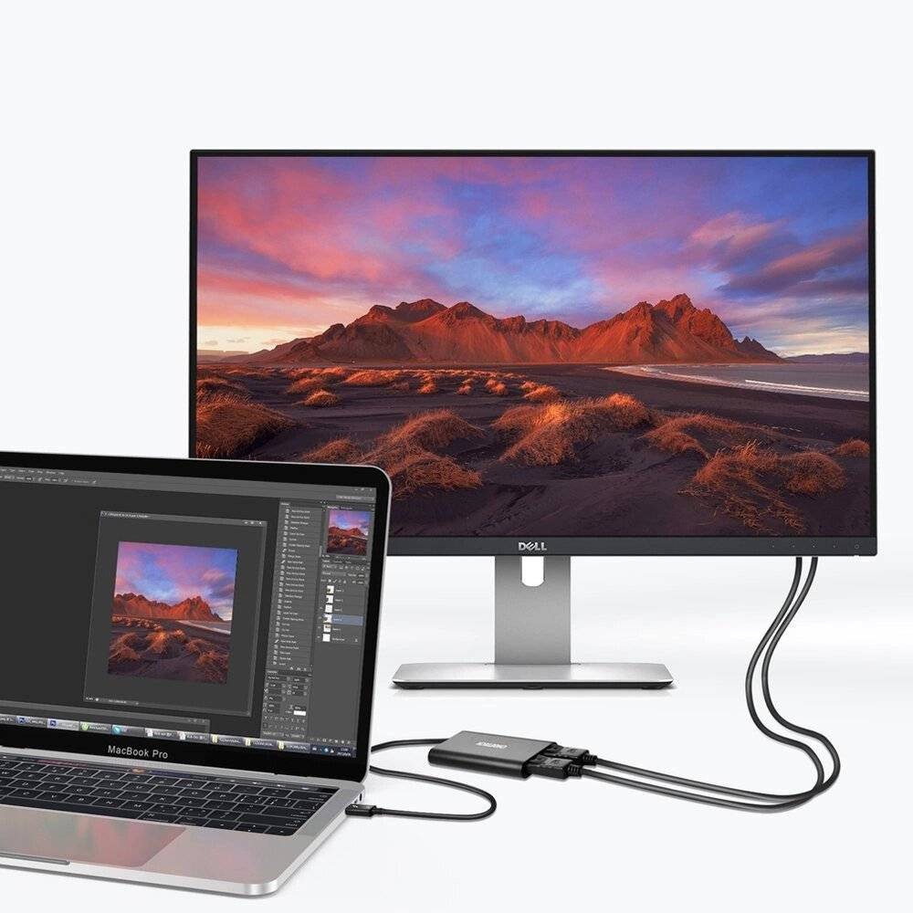 Choetech USB-C Thunderbolt 3 auf 2x DisplayPort Adapter, 4K 60Hz, Aluminium