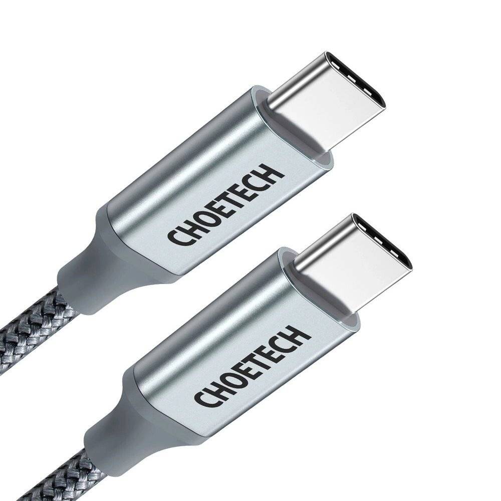 Choetech USB-C auf USB-C Kabel, 100W PD, 5A, 1.8m, Nylon, Grau
