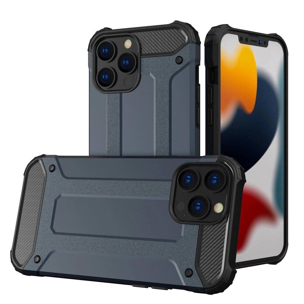 Hybrid Armor robuste TPU/PC Panzer Handyhülle Hard Case iPhone 13 Pro blau