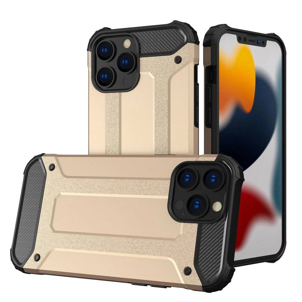 Hybrid Armor robuste TPU/PC Panzer Handyhülle Hard Case iPhone 13 Pro golden