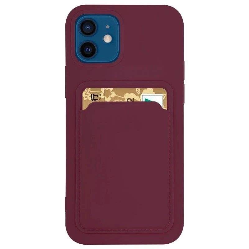 Kartenetui Silikon Wallet Case Kartenfach Dokumenten Samsung Galaxy A42 5G Burgund