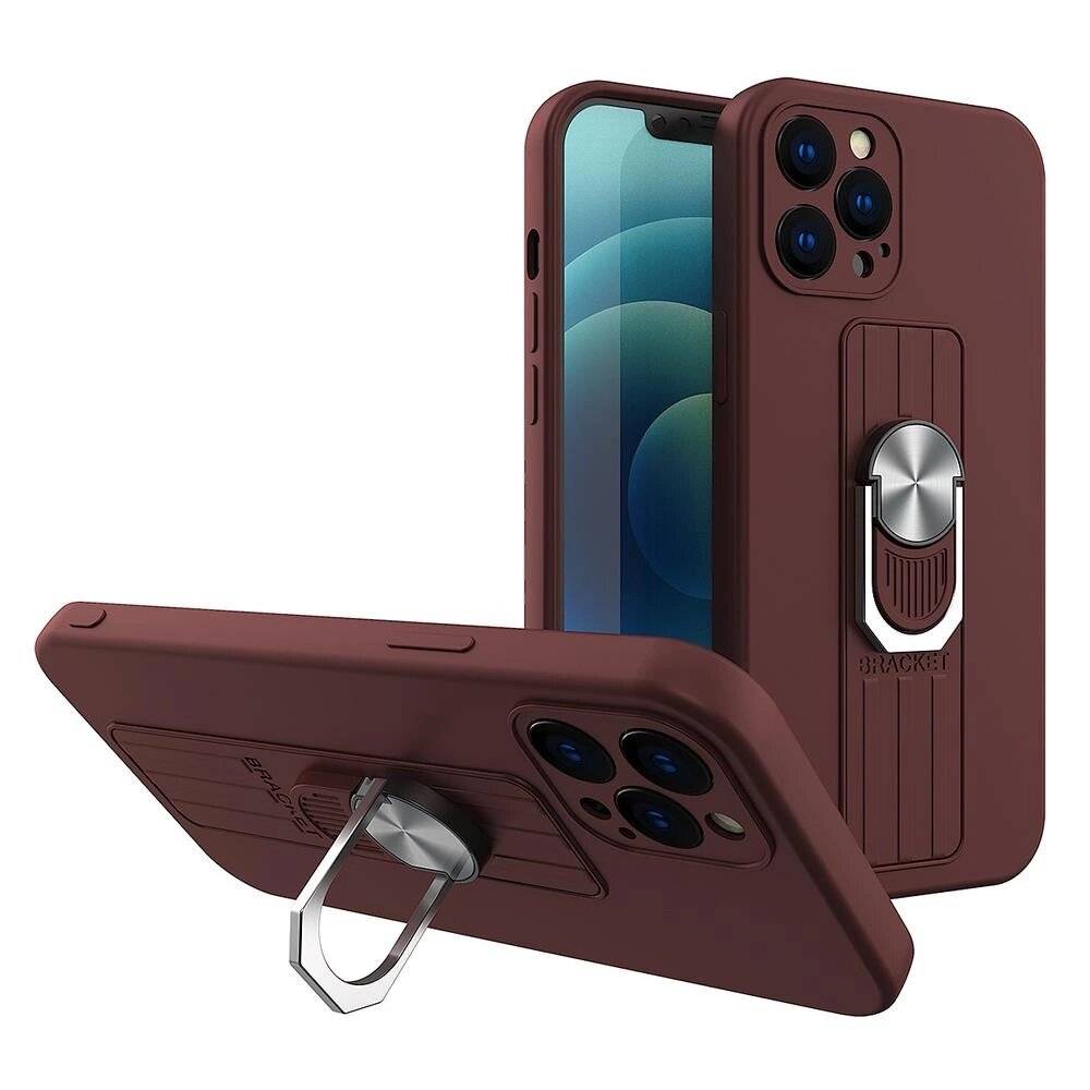 Ring Case Silikonhülle Fingergrip Ständer Samsung Galaxy S21+ 5G S21 Plus braun