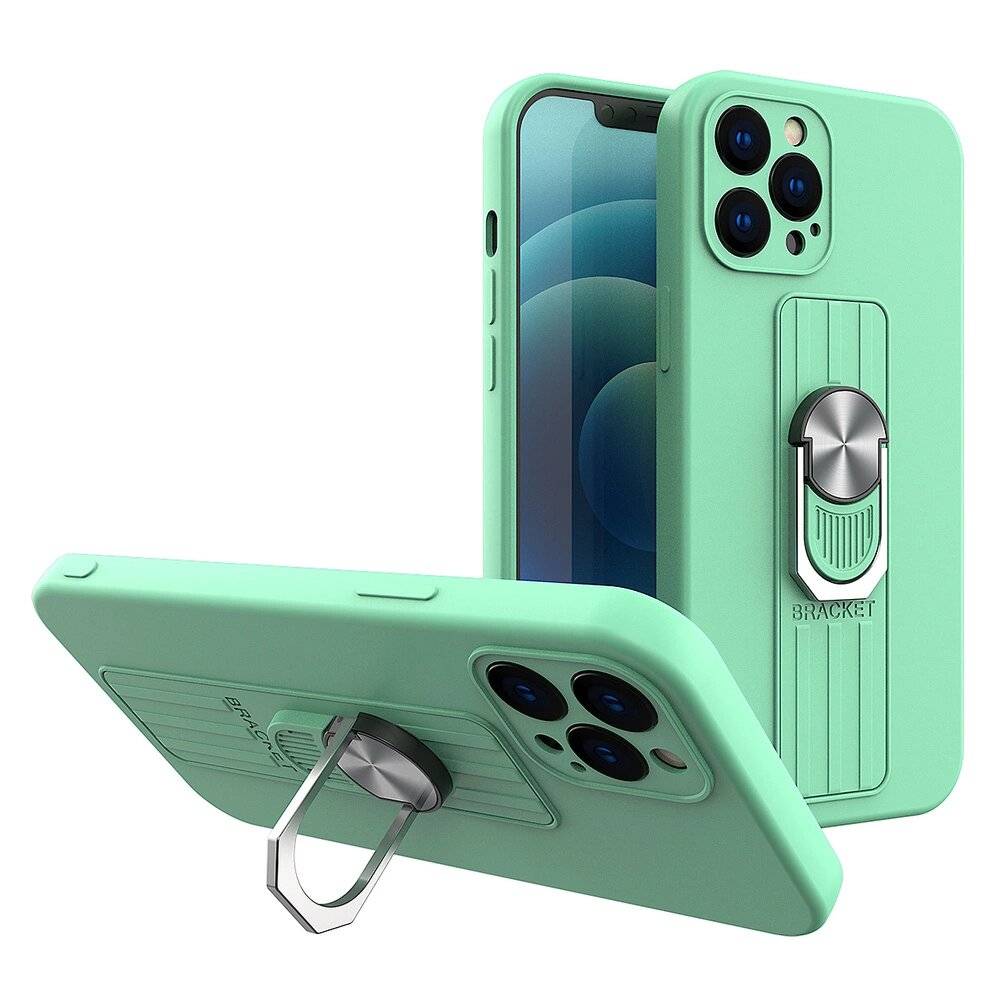 Ring Case Silikonhülle Fingergriff Ständer iPhone 12 Pro Max mint