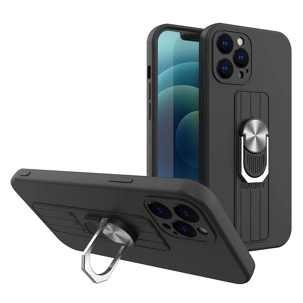 Ring Case Silikonhülle Fingergrip Ständer Samsung Galaxy S21+ 5G S21 Plus schwarz