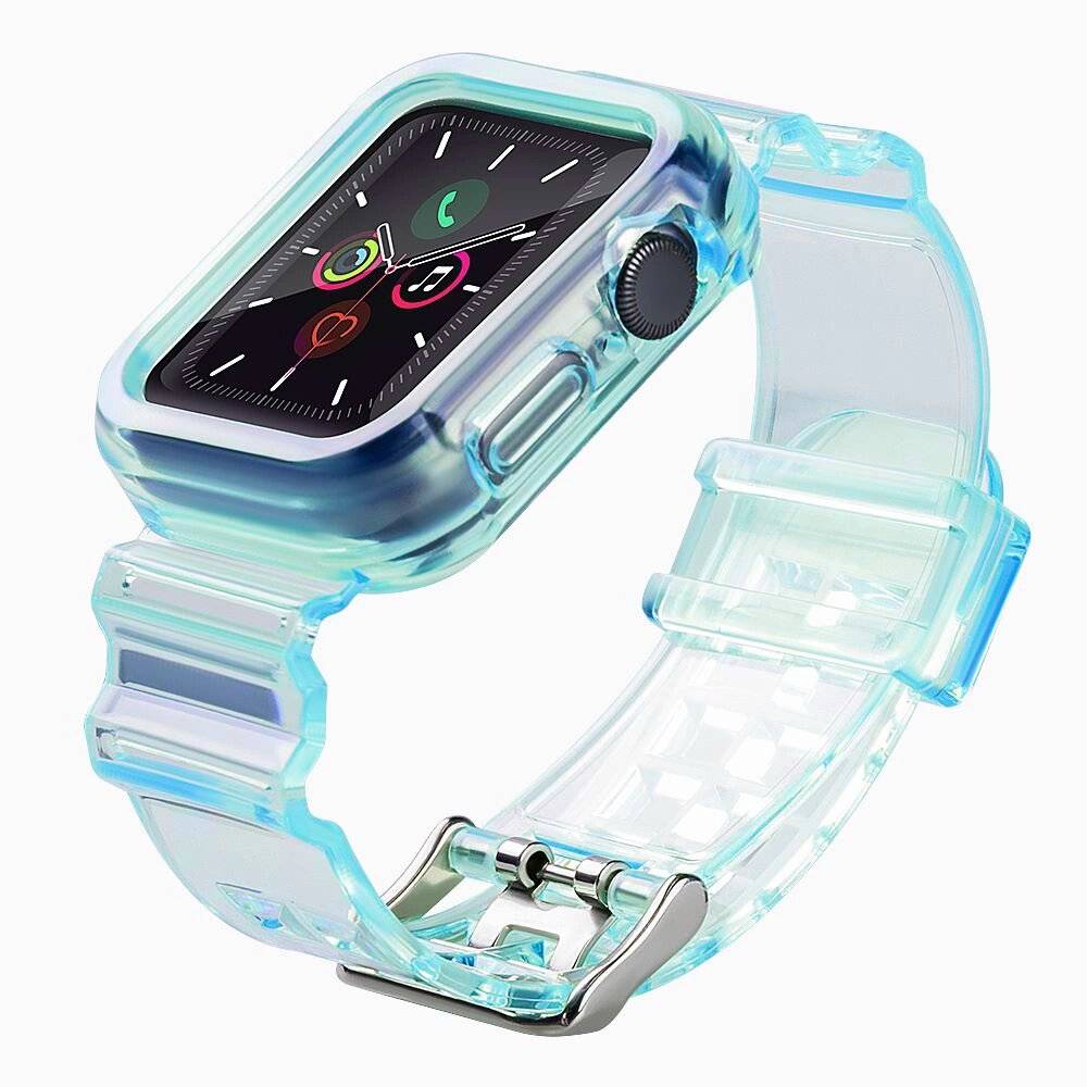 Silikonband Armband Gehäuseband Lichtset Apple Watch 44mm - Blau
