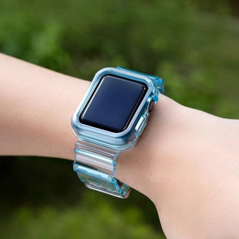 Silikonband Armband Gehäuseband Lichtset Apple Watch 44mm - Blau