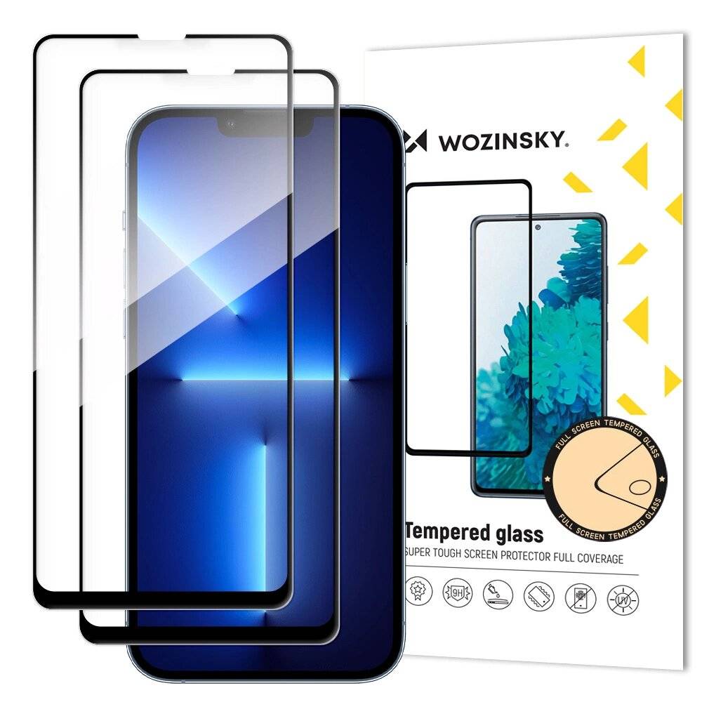 Wozinsky Set 2x Super Durable Full Glue Tempered Glass Vollbild Rahmenhülle iPhone 13 Pro Max