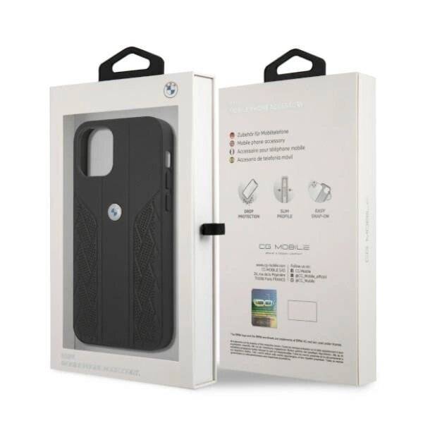 BMW Tasche BMHCP12MRSPPK iPhone 12/12 Pro 6.1" Schwarz/Schwarz Hardcase Leder Curve Perforate