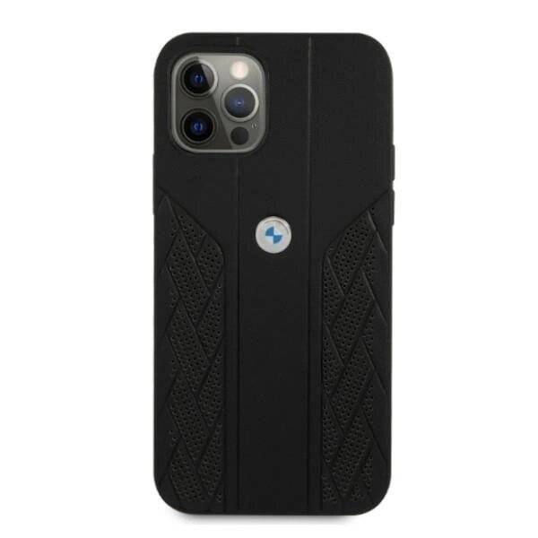 BMW Tasche BMHCP12MRSPPK iPhone 12/12 Pro 6.1" Schwarz/Schwarz Hardcase Leder Curve Perforate