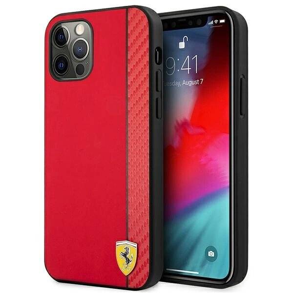 Ferrari FESAXHCP12LRE iPhone 12 Pro Max 6.7″ rot/rot Hardcase On Track Carbon Stripe