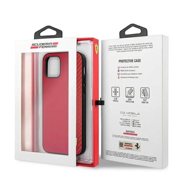 Ferrari FESAXHCP12LRE iPhone 12 Pro Max 6.7″ rot/rot Hardcase On Track Carbon Stripe