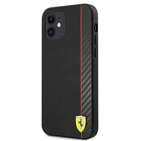 Ferrari FESAXHCP12SBK iPhone 12 mini 5,4″ schwarz/schwarz Hardcase On Track Carbon Stripe