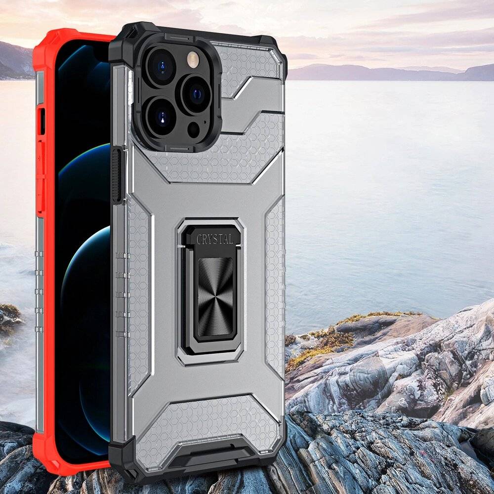 Crystal Ring Case robuste Kickstand TPU/PC Panzer Handyhülle Hard iPhone 13 Pro Max blau